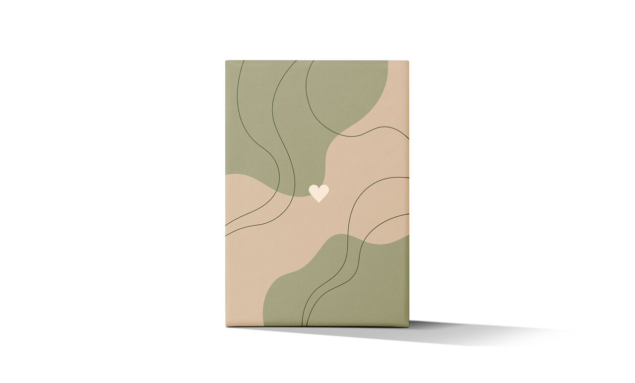 Libro de fotos elegante con líneas modernas y suaves en tonos tierra.