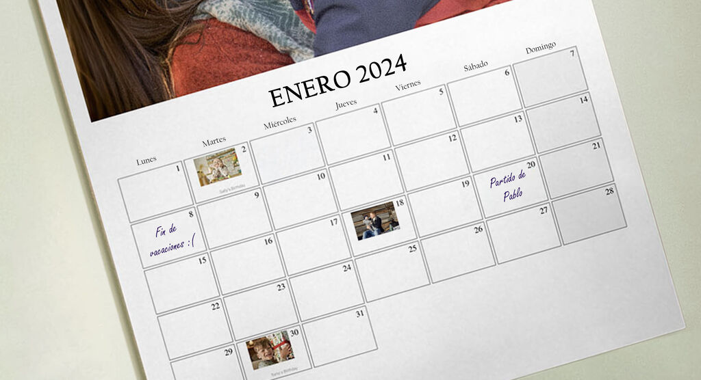 Marca tus fechas clave con fotos o texto escritos por ti