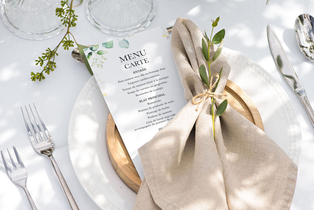 menu personalizado con fotos para el convite de las nupcias.