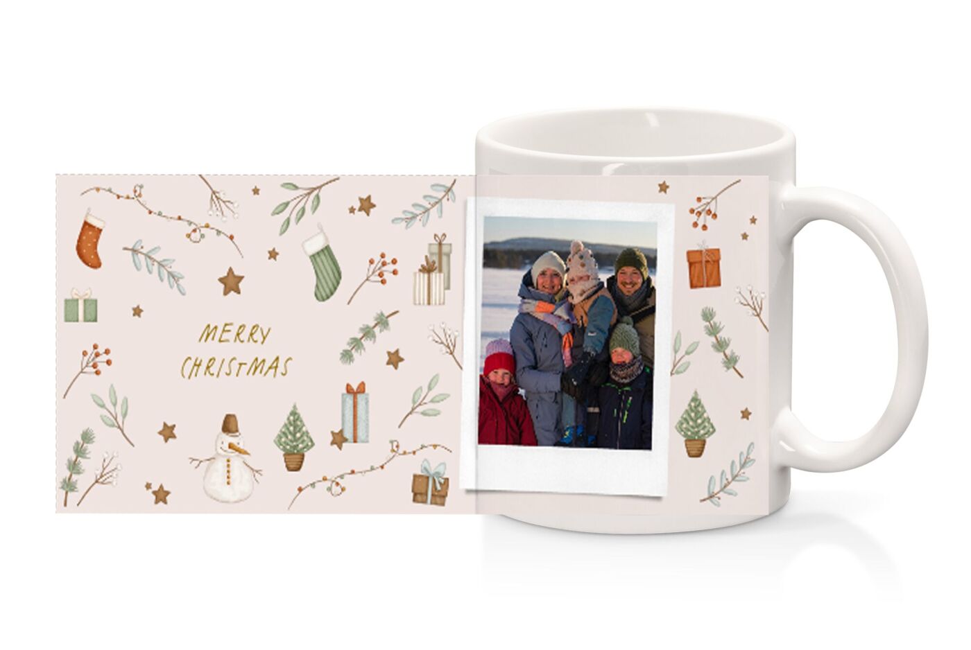 Taza de fotos personalizada con plantilla de navidad