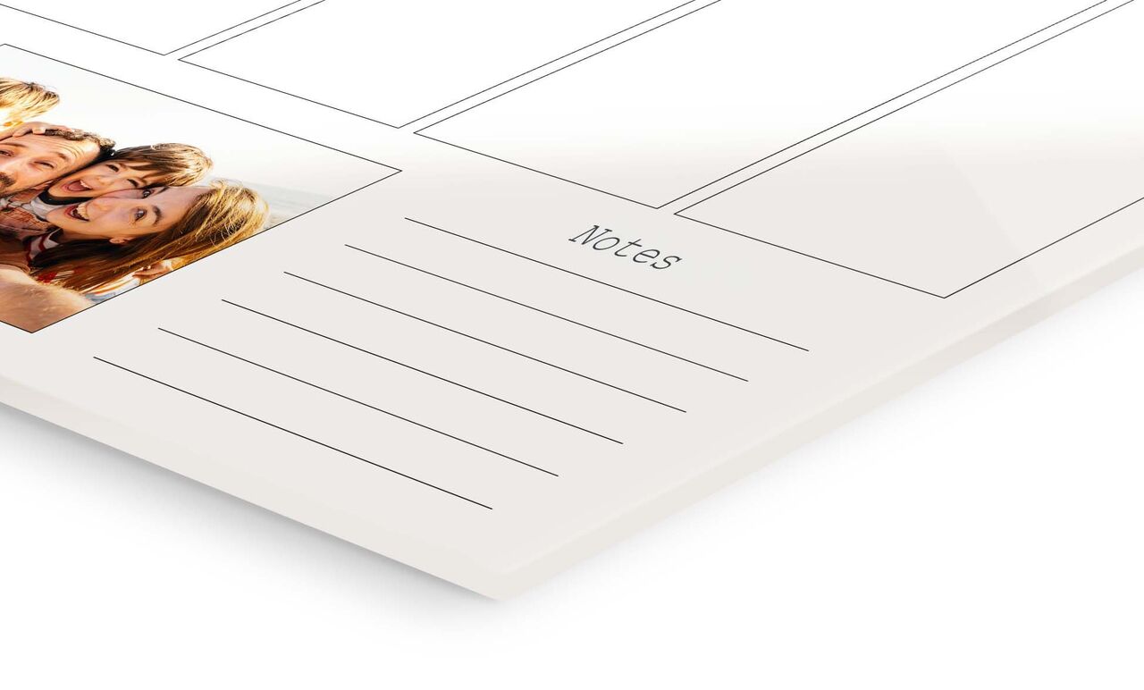 Diseño de una tarjeta de nota personalizada con espacio para fotos y notas