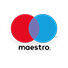El logo de Maestro, con dos círculos superpuestos en rojo y azul y la palabra "maestro" abajo.