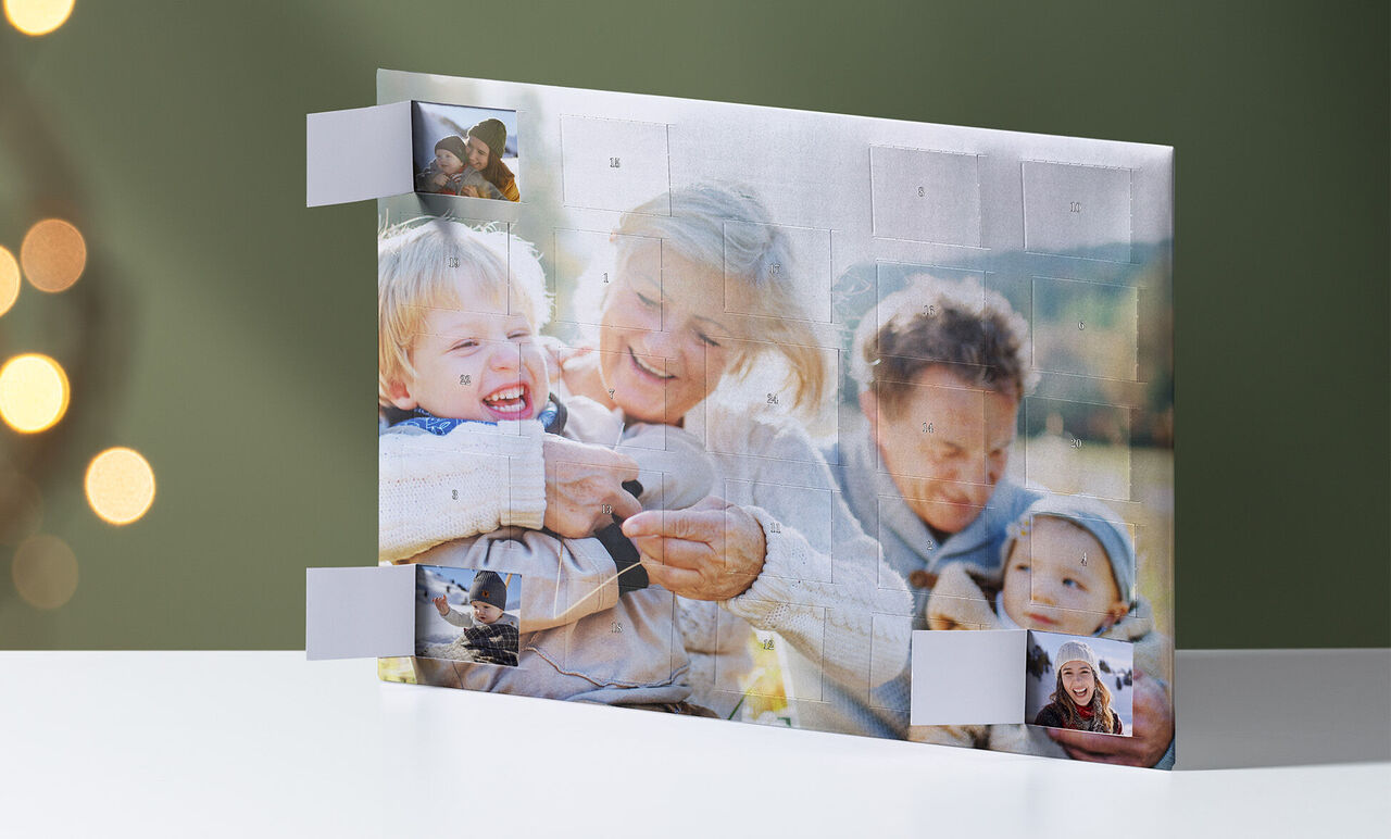 calendario de adviento fotográfico con familia en parte personalizable.