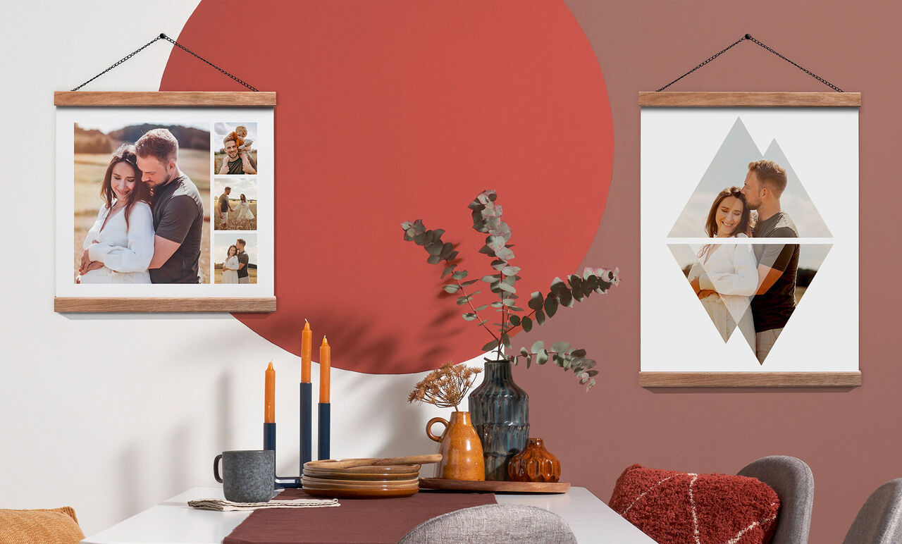 Poster con soporte de madera para decorar pared.
