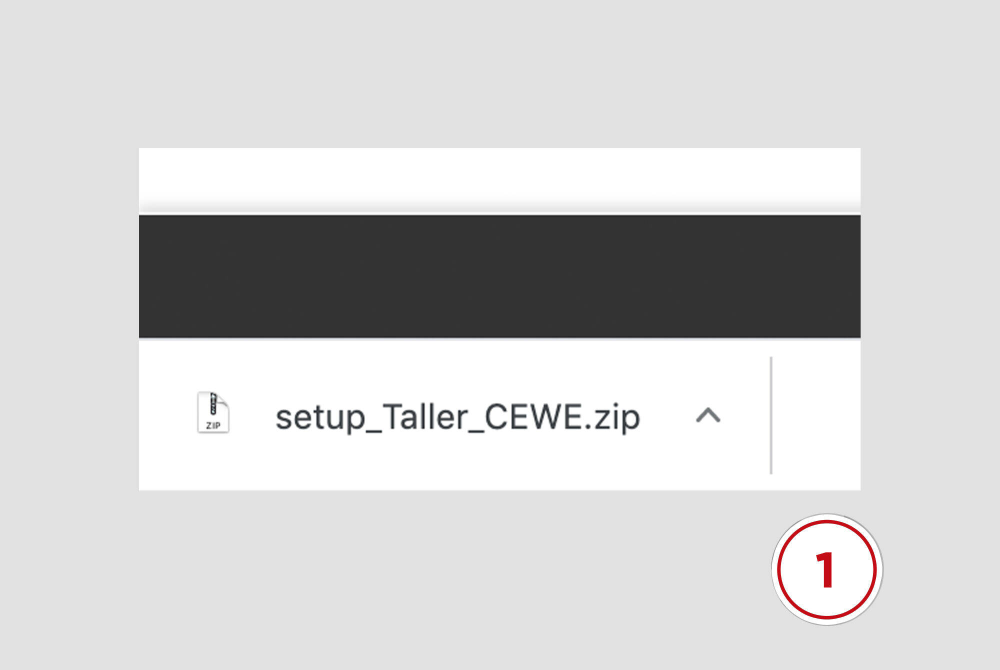Captura de pantalla de un archivo ZIP llamado setup_Taller_CEWE.