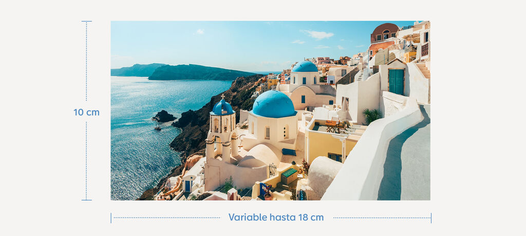 formato variable para tus fotos, el largo de la foto puede cambiar en función de la relación de aspecto de la fotografía original.