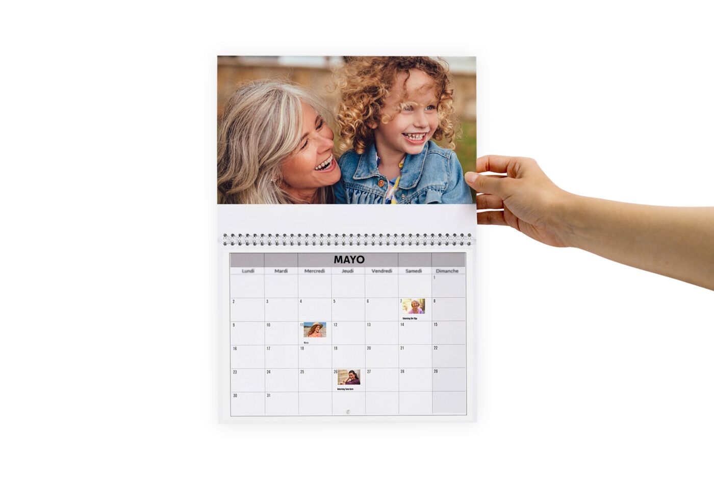 calendario personalizado doble página en varios tamaños.