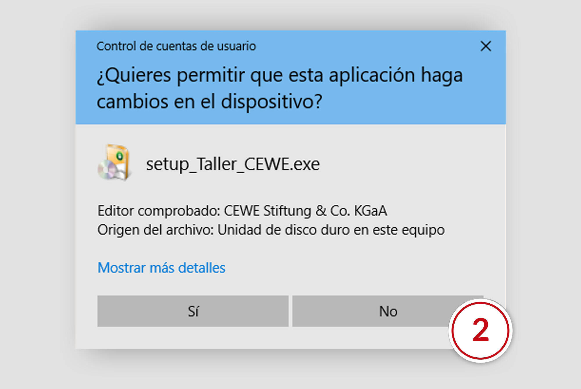 Advertencia de seguridad para permitir cambios de una aplicación.